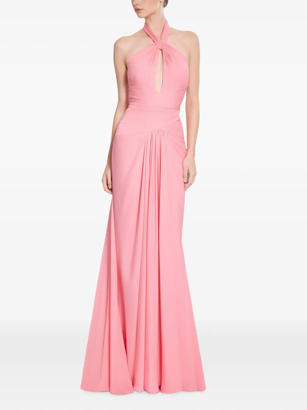 Elie Saab Gedrapeerde maxi-jurk met halternek Roze