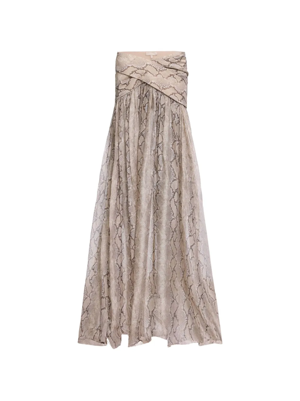Elie Saab python-print silk maxi skirt - Neutrals