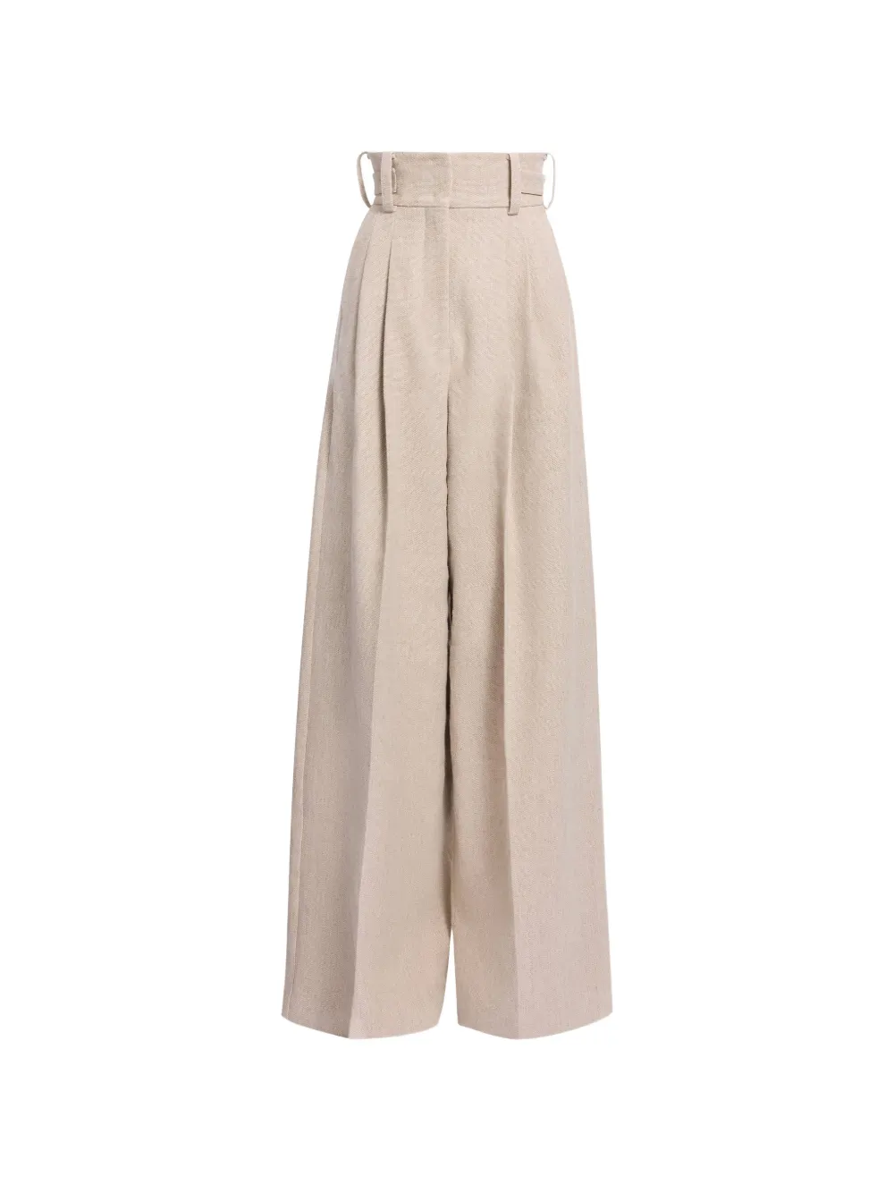 Elie Saab pleated canvas palazzo pants - Neutrals