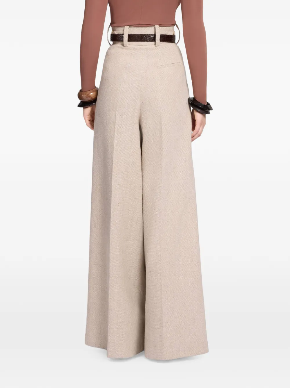 Elie Saab Geplooide canvas palazzo broek Beige
