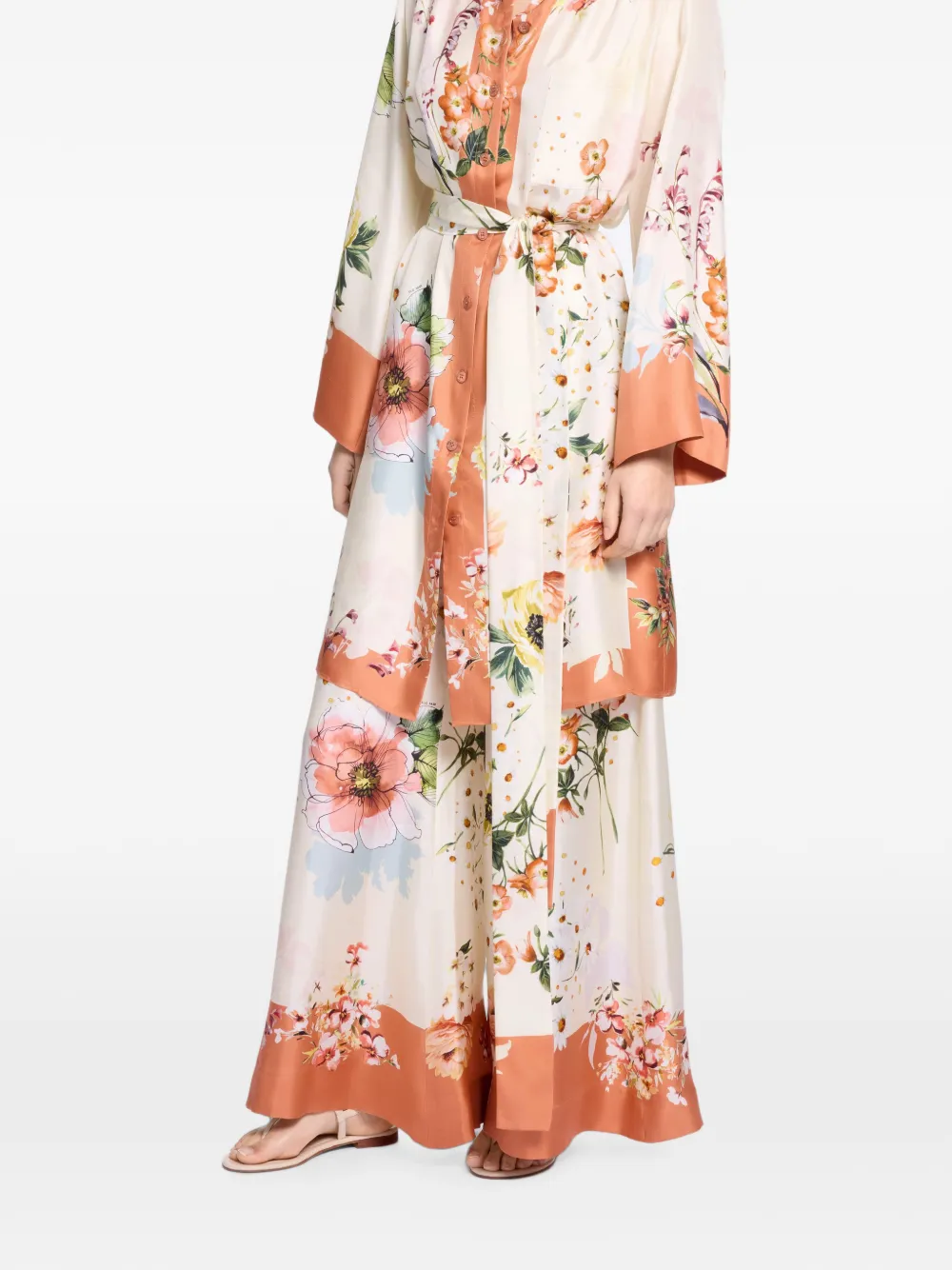 Elie Saab Broek met bloemenprint Beige