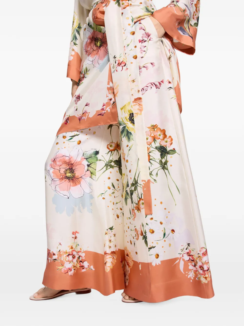 Elie Saab Broek met bloemenprint Beige