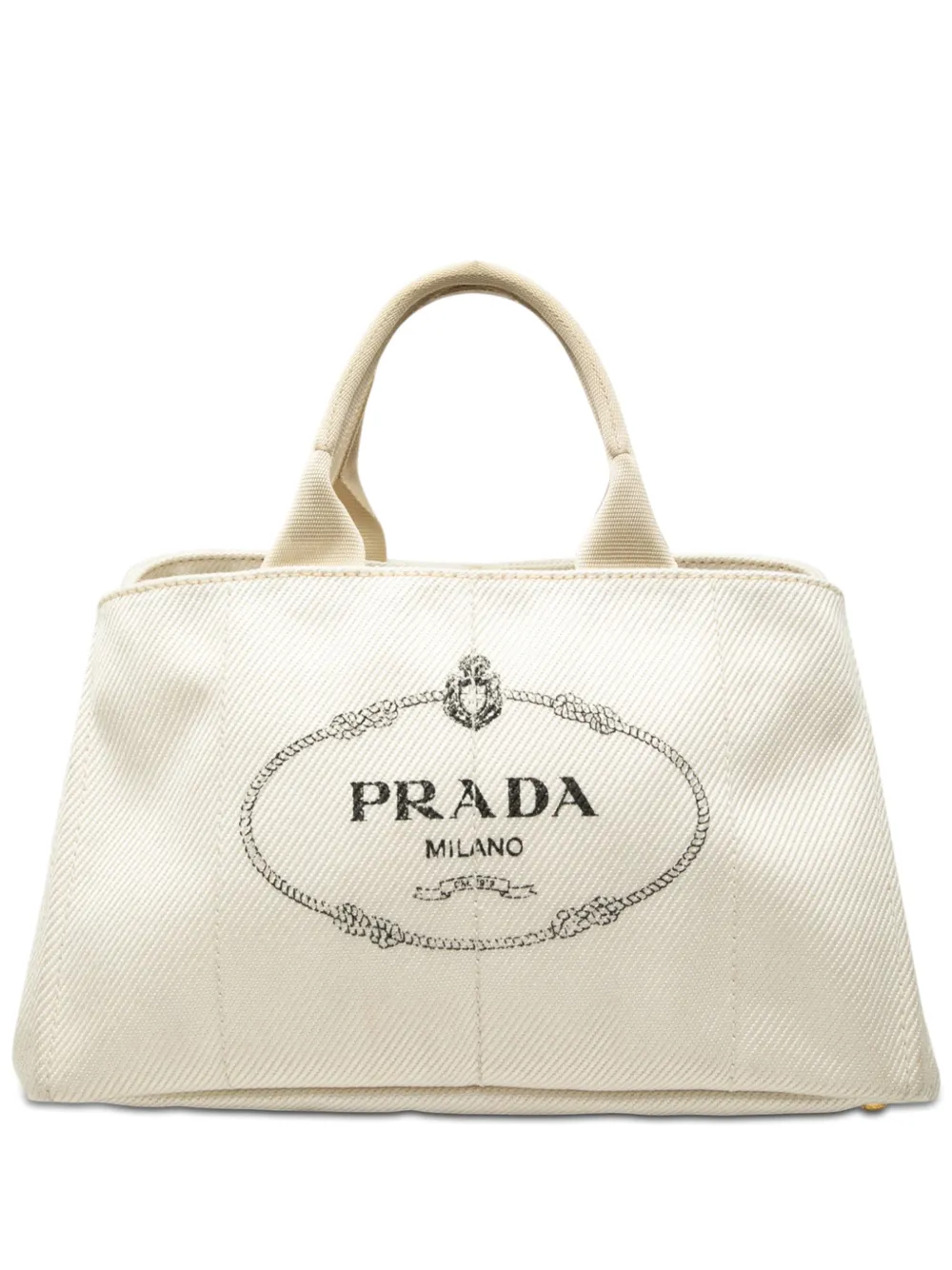 Prada Pre-Owned 20th Century Large Denim Canapa Logo satchel - White