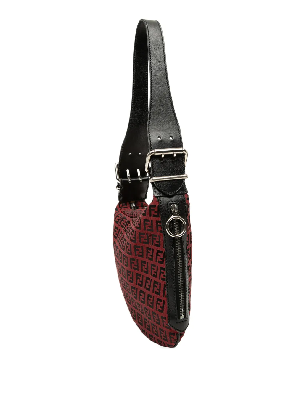 Fendi Pre-owned 2000-2010 Zucchino Canvas Oyster Hobo Bag in Red, view 3