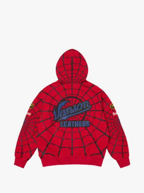 Supreme 반슨 레더스 마블 스파이더맨 집업 후드티