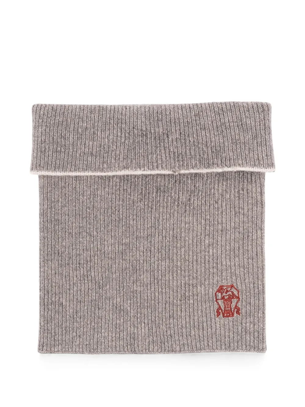Brunello Cucinelli ribbed-knit embroidered snood - Grau