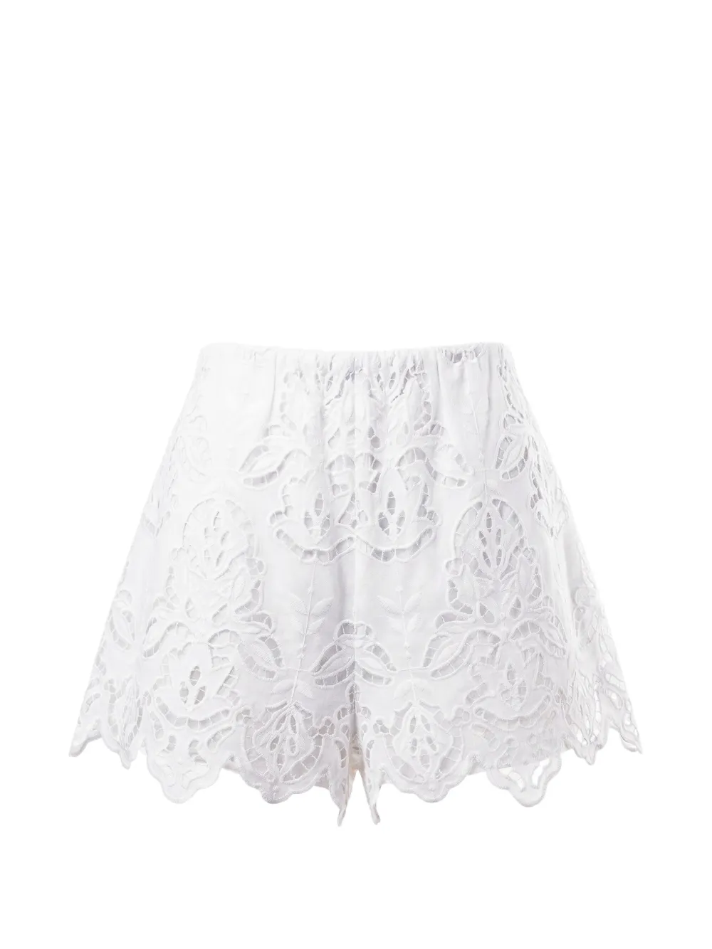 Toccin Pavlina guipure-lace scalloped-edge shorts - Bianco