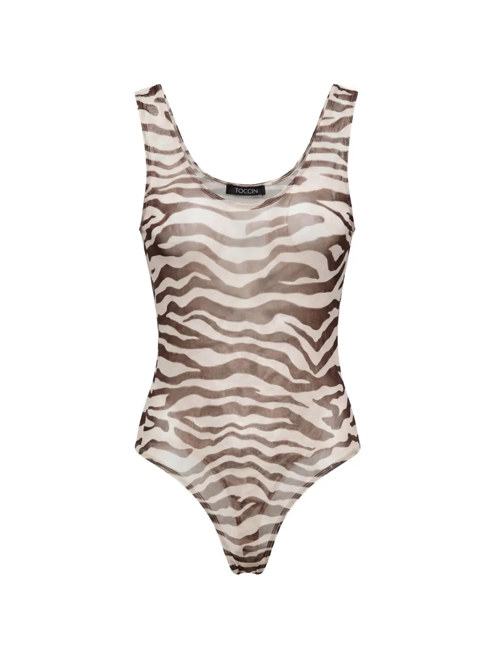 Toccin Wyatt zebra-print scoop-neck bodysuit - Toni neutri