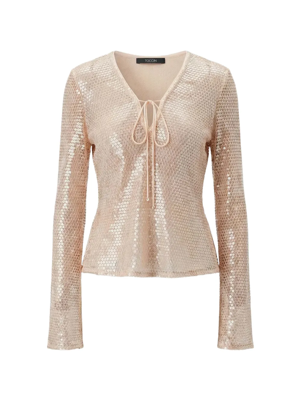 Toccin Zuri sequin-embellished flared-sleeve blouse - Neutrals