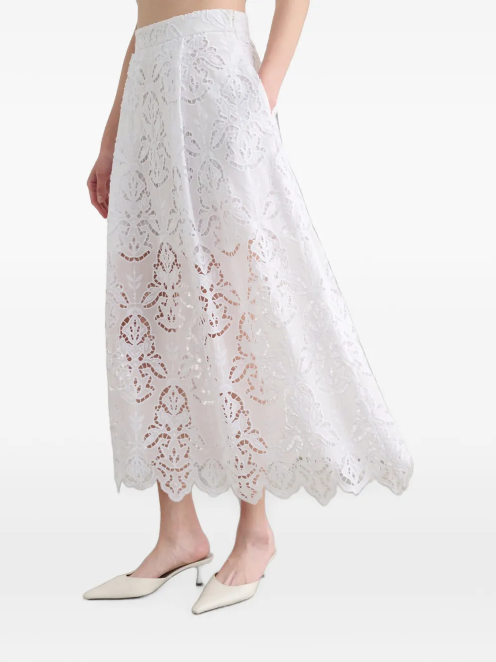 Toccin Stacy guipure-lace scalloped skirt - Weiß