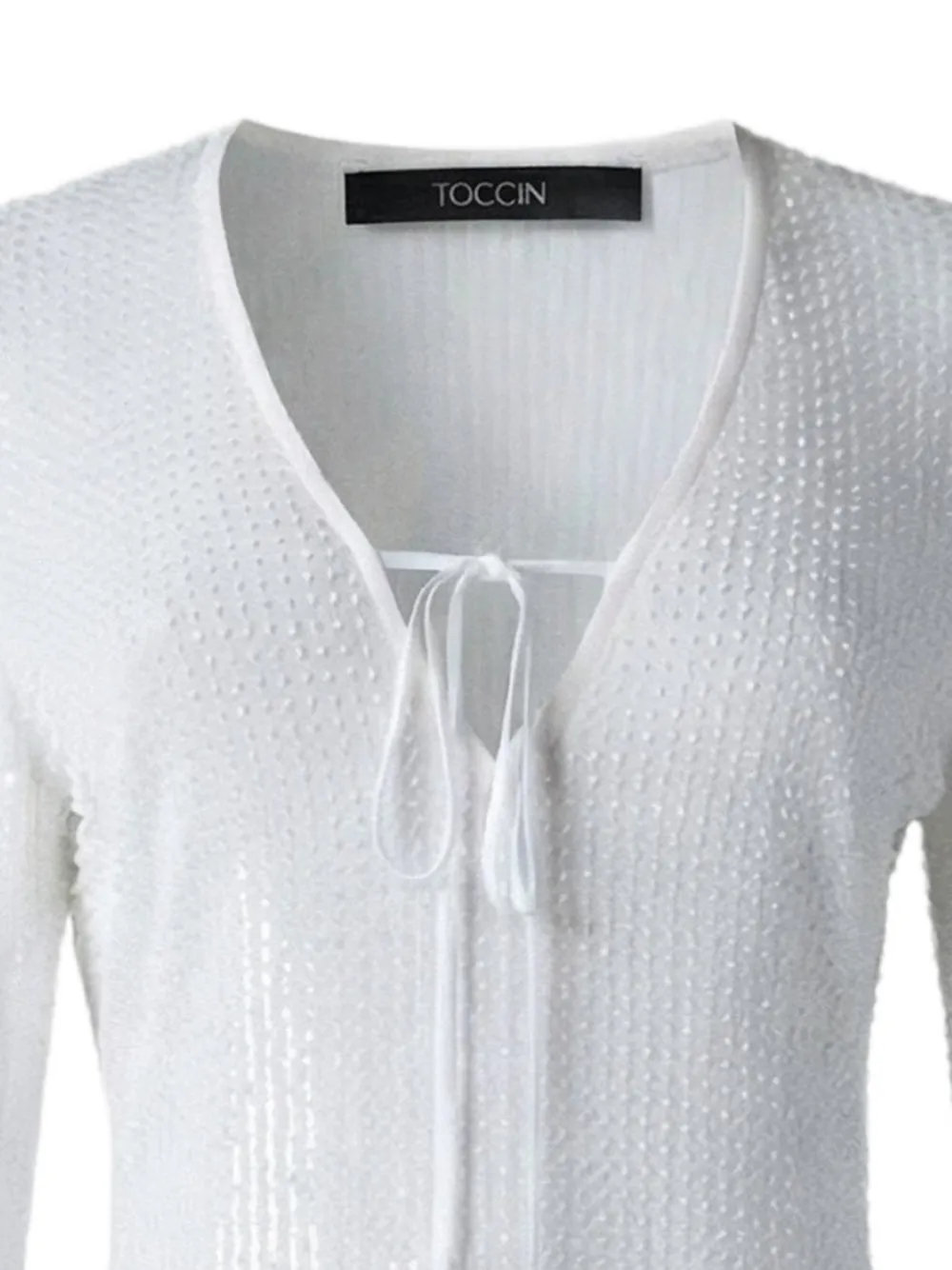 Toccin Raine flared jurk met flared mouwen en pailletten Wit