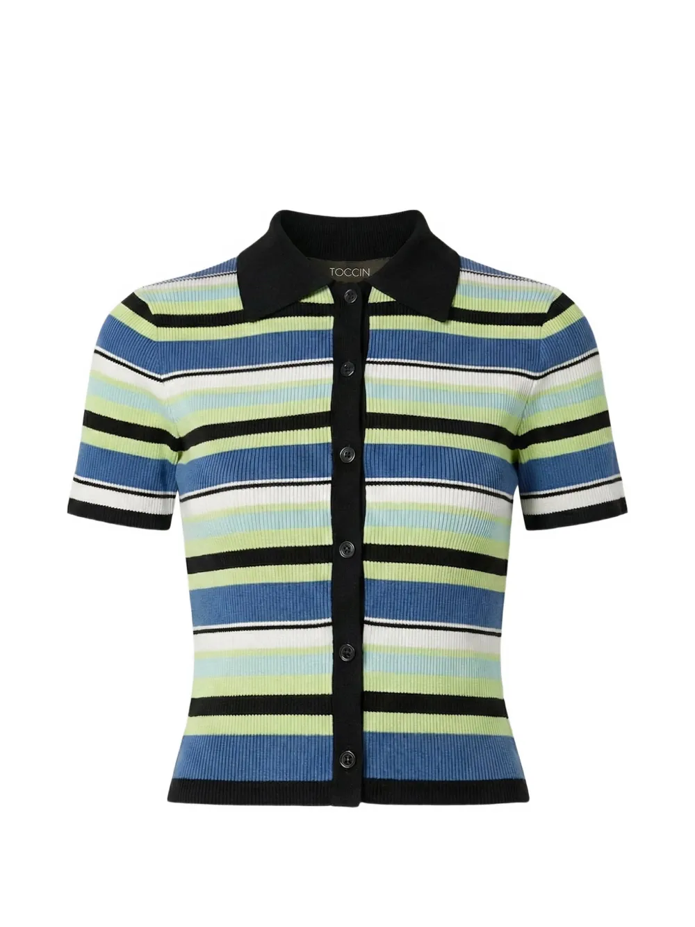 Toccin Shae striped ribbed-knit polo shirt - Blu