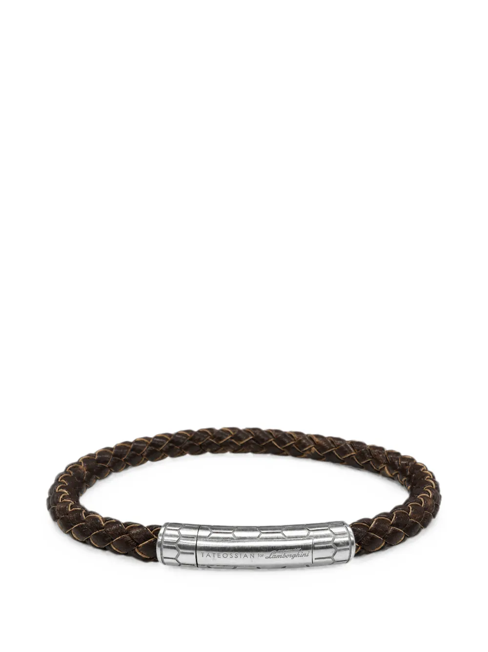 Tateossian x Lamborghini braided leather-strap bracelet - Marrone