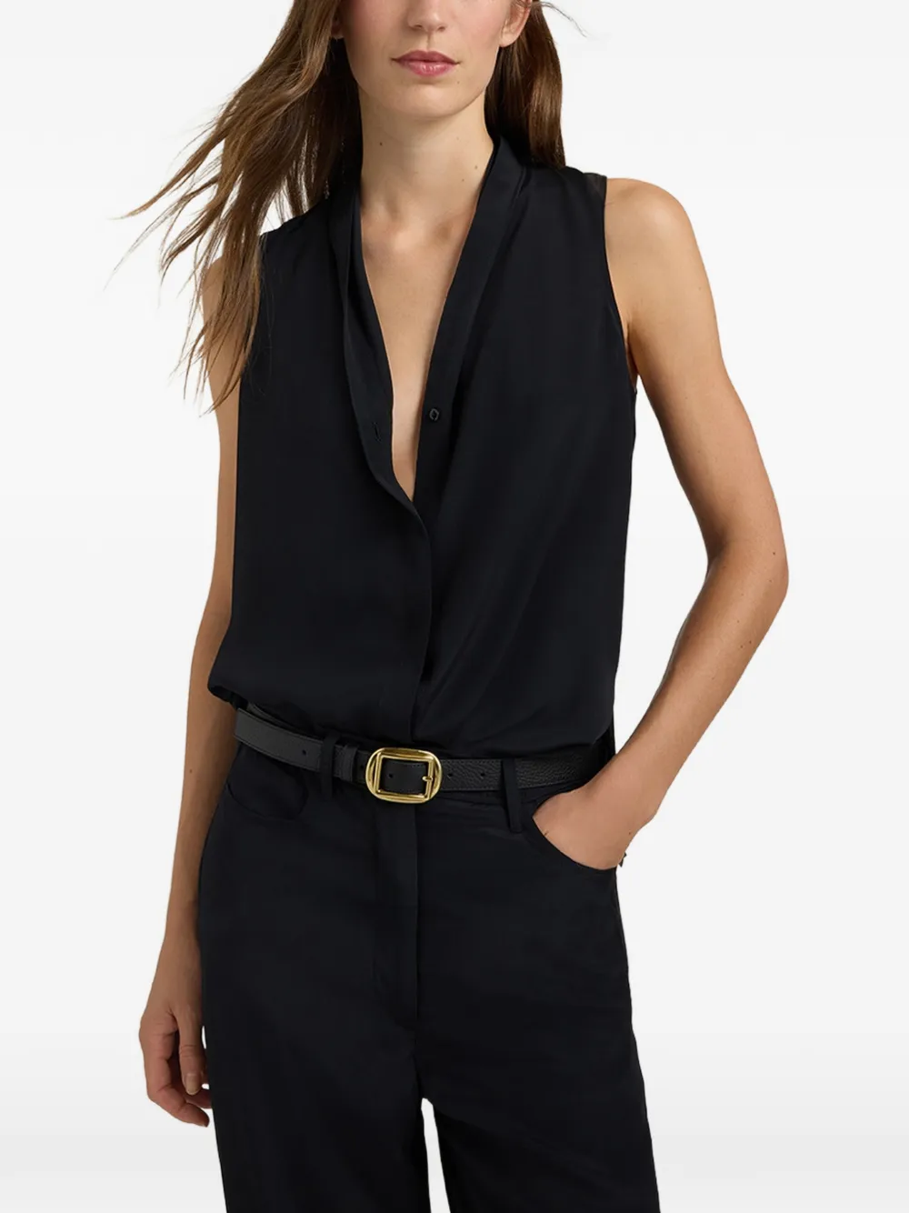 MOMONÌ Kiri sleeveless shirt Zwart