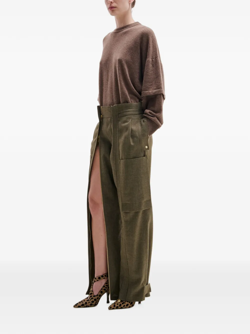 DARKPARK Adriana cargo broek met ritsdetail Groen