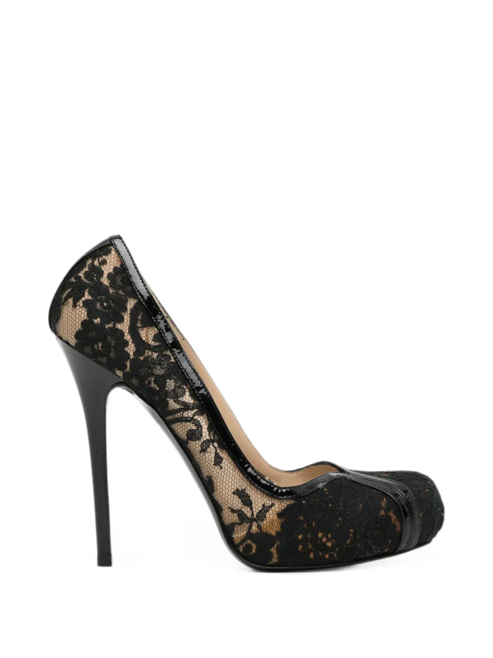 Alexander McQueen Pre-Owned 130mm lace-overlay pumps - Schwarz