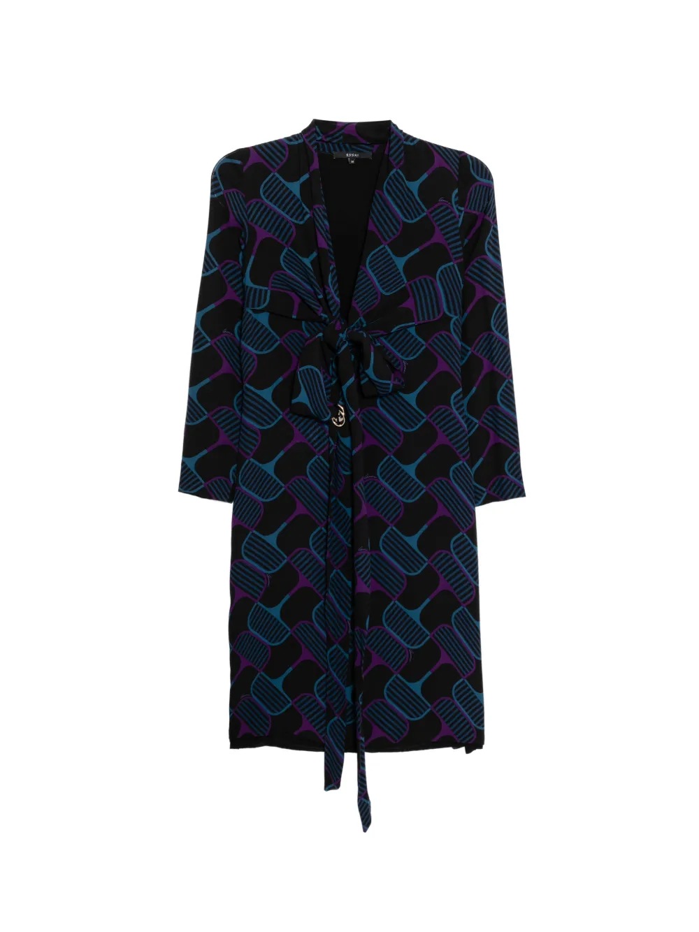 Gucci Pre-Owned Horsebit-print tie-waist dress - Nero