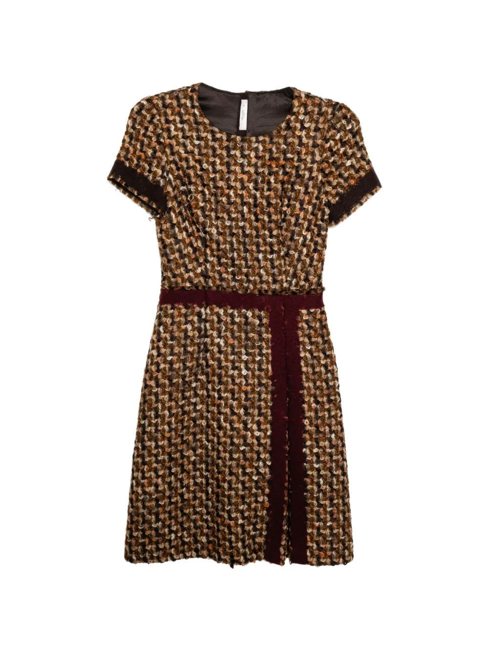 Prada Pre-Owned tweed short-sleeve dress - Marrone