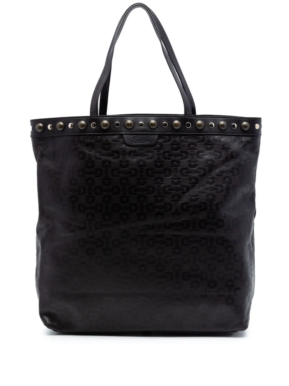 Gucci Pre-Owned 2016-2026 Embossed Studded Leather Horsebit tote bag - Nero