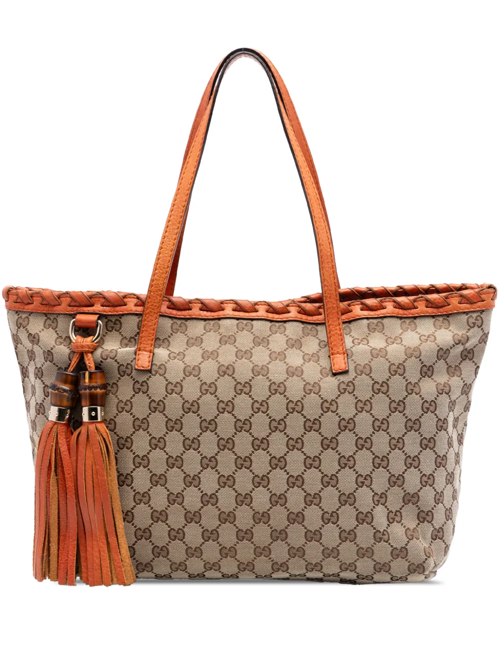 Gucci Pre-Owned 2016-2026 Medium GG Canvas Bamboo Tassel tote bag - Arancione