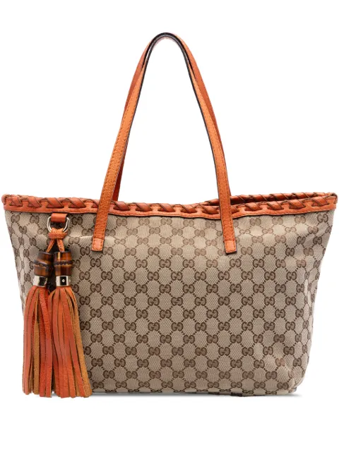 Gucci Pre-Owned tote New Bamboo medians de lona GG con borla 2016-2026