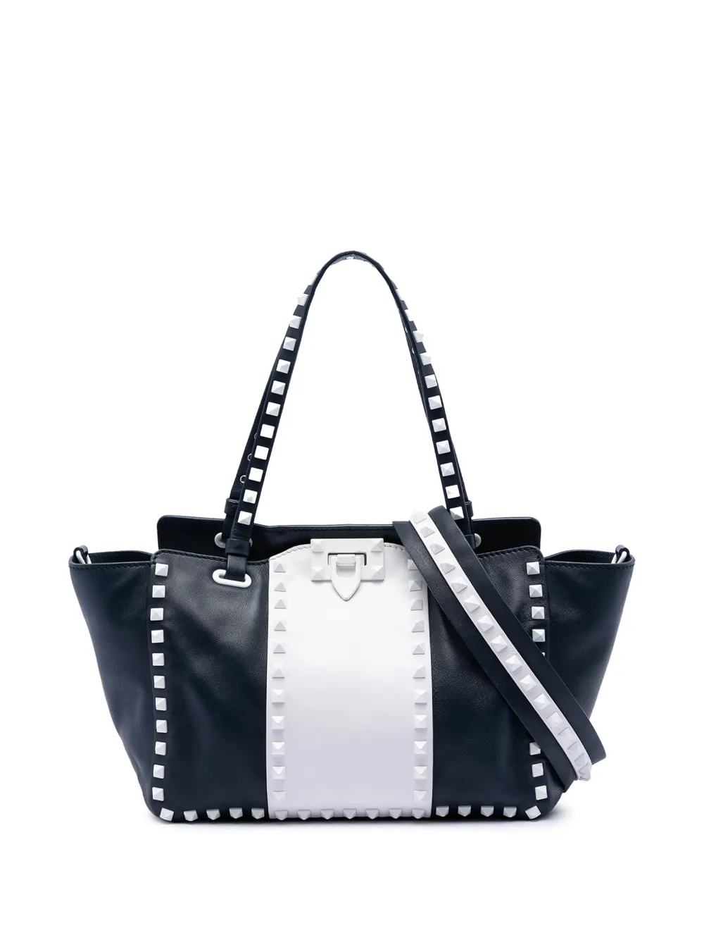 Valentino Garavani Pre-Owned 2000-2017 Small Bicolor Leather Rockstud Double Handle Tote satchel - Blu