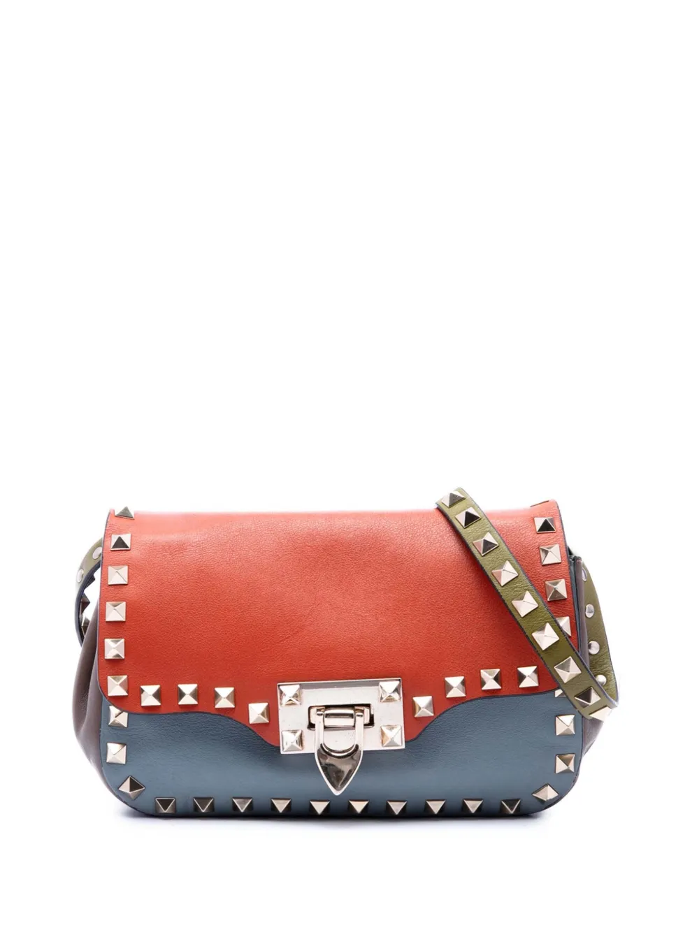 Valentino Garavani Pre-Owned 2000-2017 Tricolor Leather Rockstud Flip Lock Flap crossbody bag - Multicolore