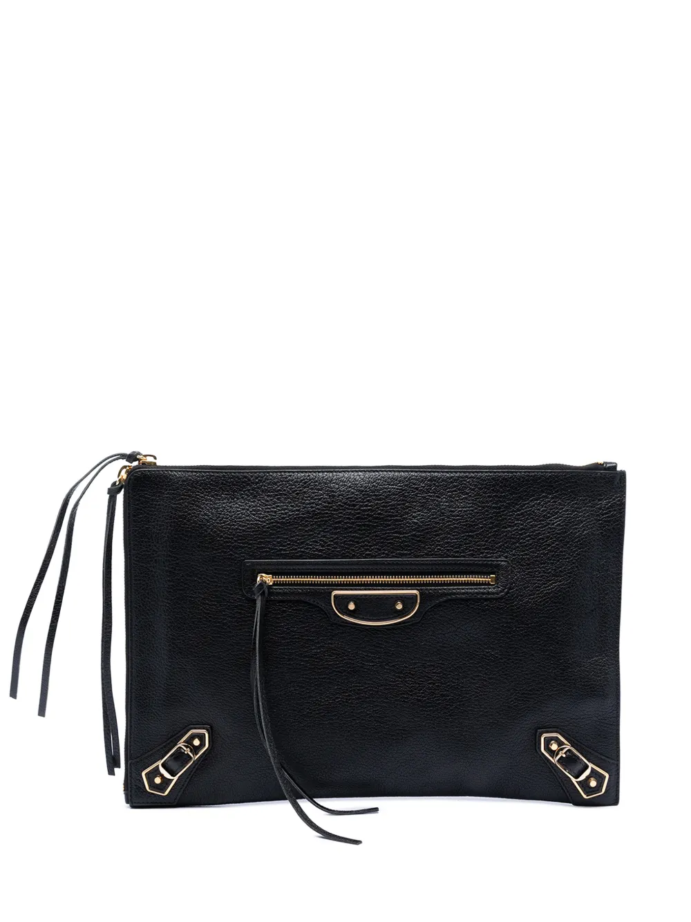 Balenciaga Pre-Owned 2016 Goatskin Motocross Classic Metallic Edge clutch bag - Nero
