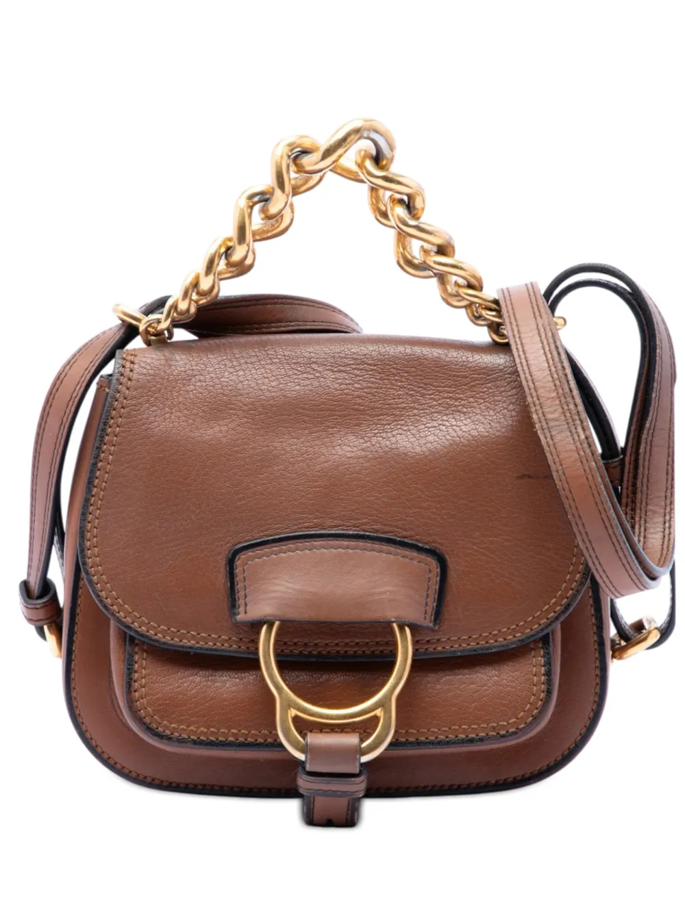 Miu Miu Pre-Owned 2010-2026 Mini Goatskin Madras Dahlia satchel - Marrone
