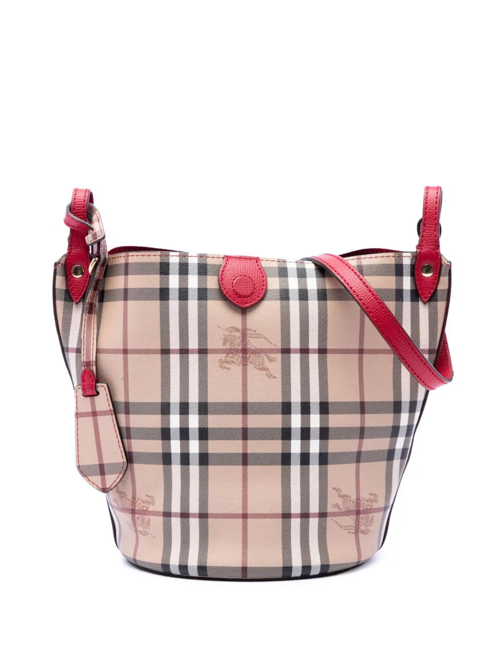 Burberry Pre-Owned 2000-2017 Haymarket Check Coated Canvas Lorne bucket bag - Red