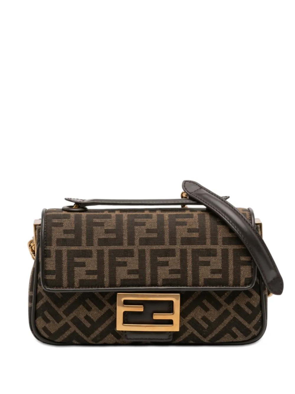 Fendi Pre-Owned 2010-2026 Zucca Canvas Chain Midi Baguette shoulder bag - Marrone