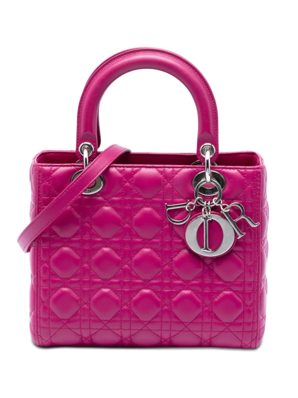 Christian Dior Pre-Owned 2014 Medium Lambskin Cannage Lady Dior satchel - Pink