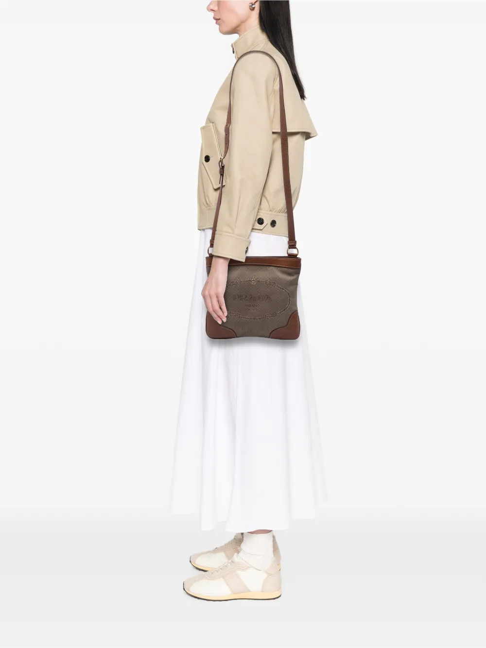 Prada Pre-owned 2010-2026 Canvas Canapa Logo Crossbody Bag in Neutrals, view 2