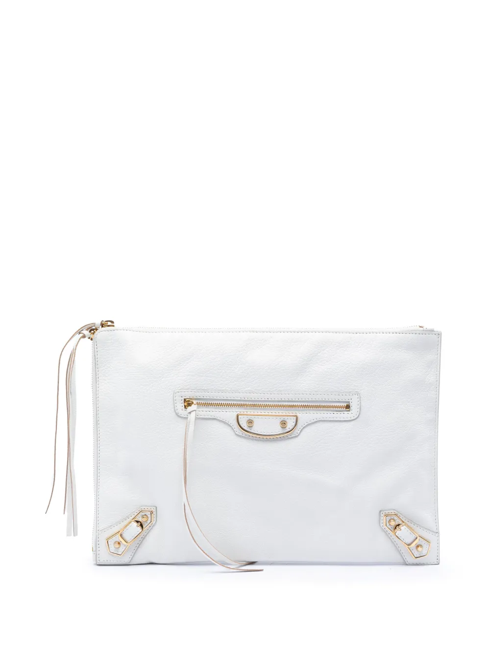 Balenciaga Pre-Owned 2015 Chevre Motocross Classic Metallic Edge clutch bag - Bianco