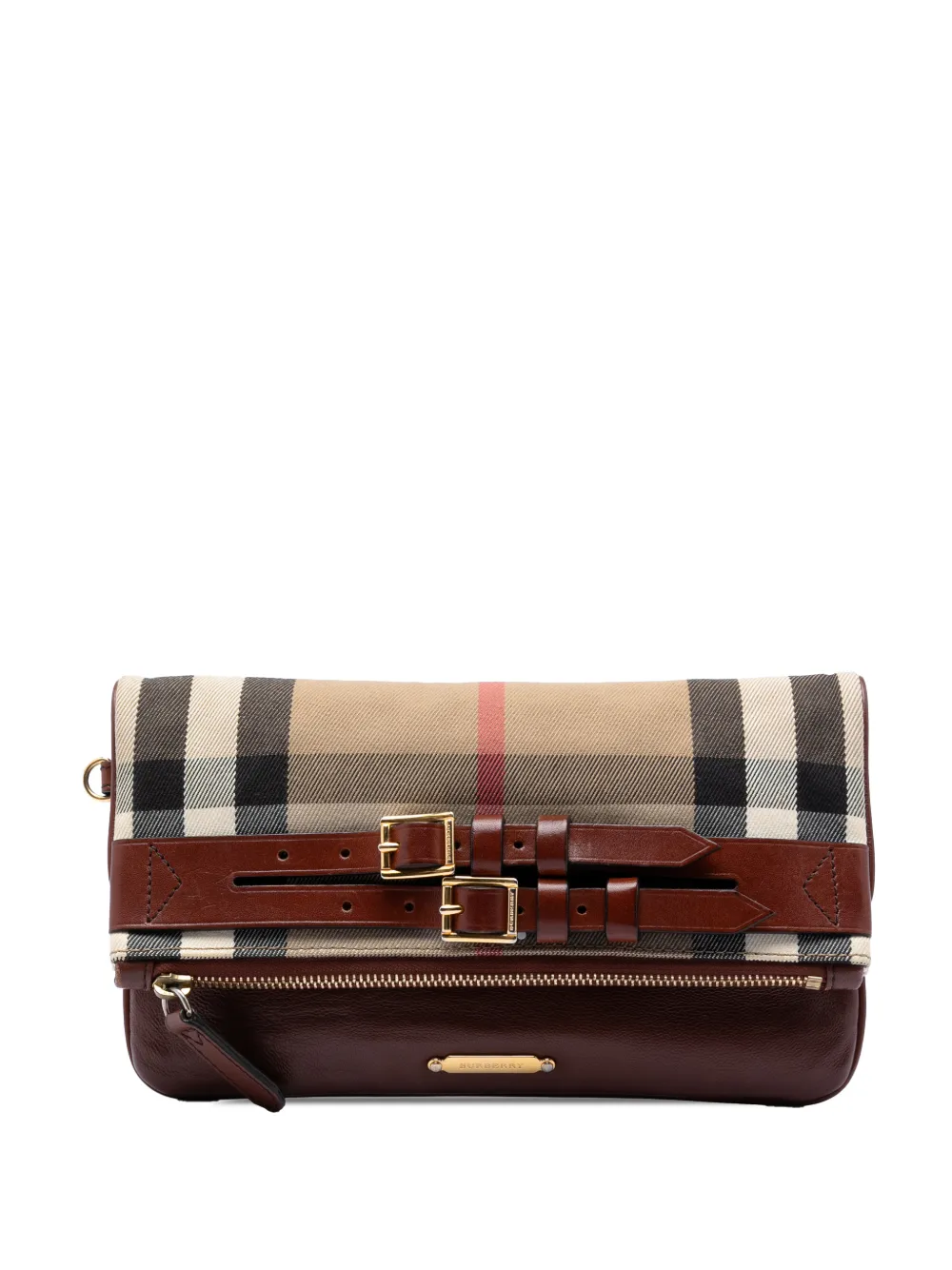 Burberry Pre-Owned 2000-2017 House Check Canvas and Leather Adeline Fold Over Wristlet clutch bag - Toni neutri