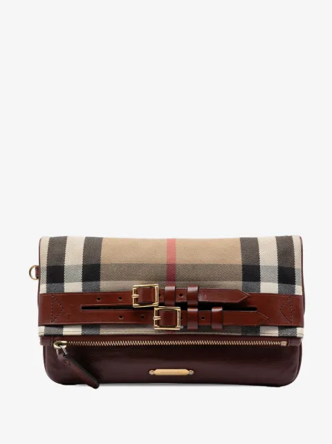 Burberry Pre-Owned 2000-2017 House Check Canvas and Leather Adeline Fold Over Wristlet clutch bag