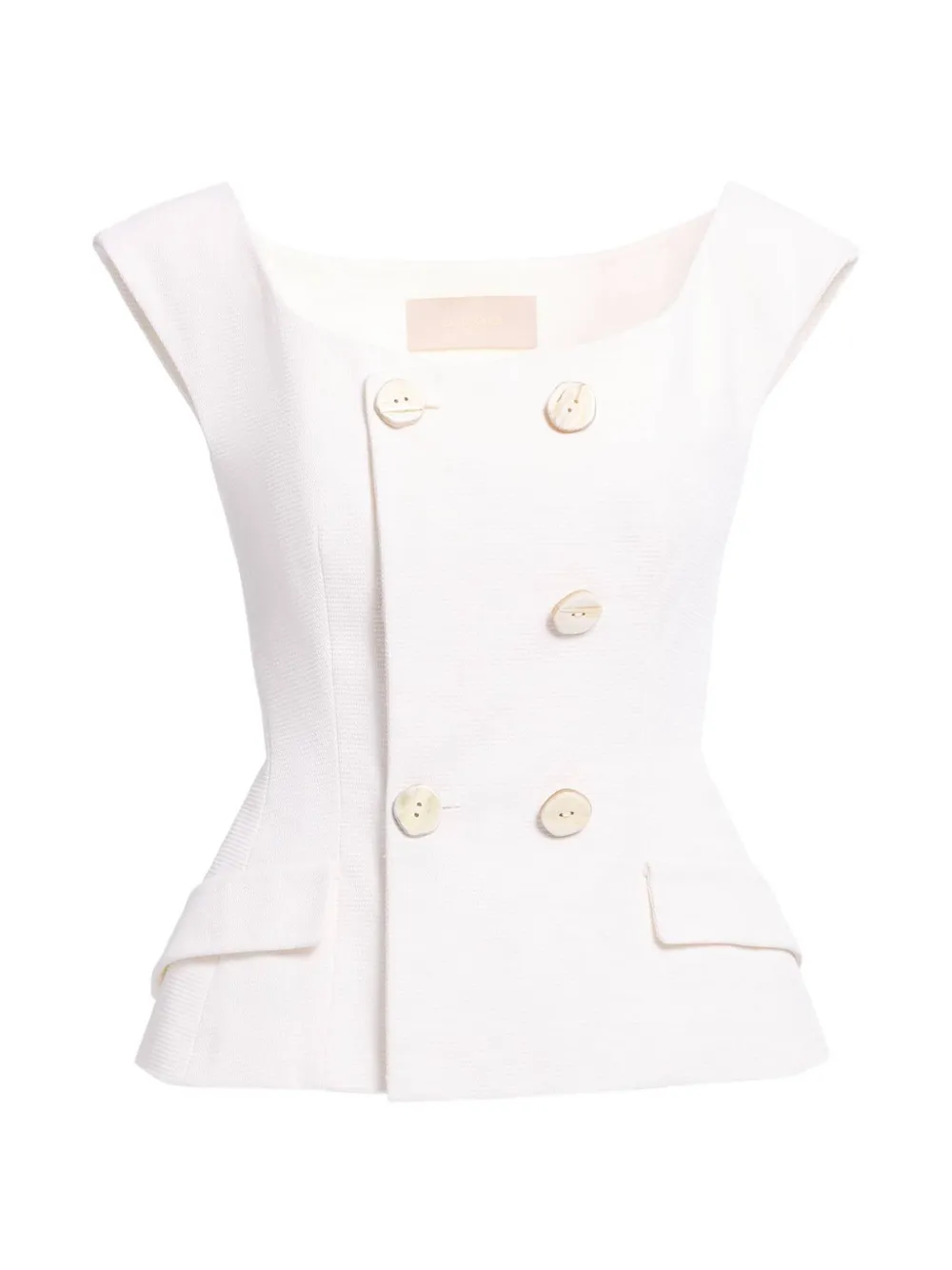 Elie Saab double-breasted piqué blouse - White