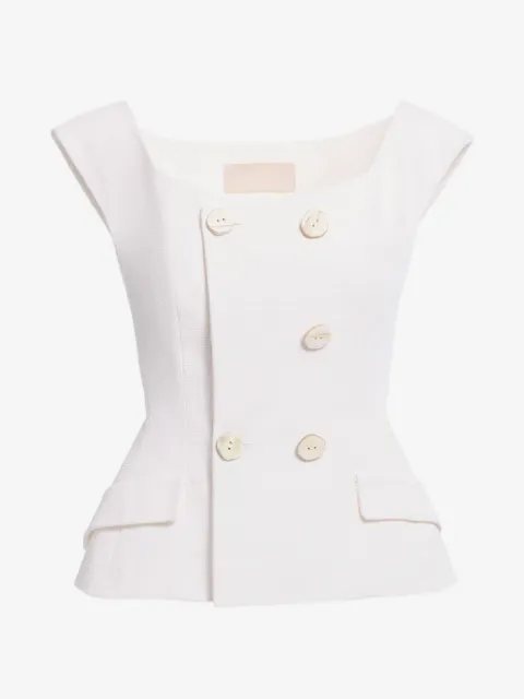 Elie Saab double-breasted piqué blouse
