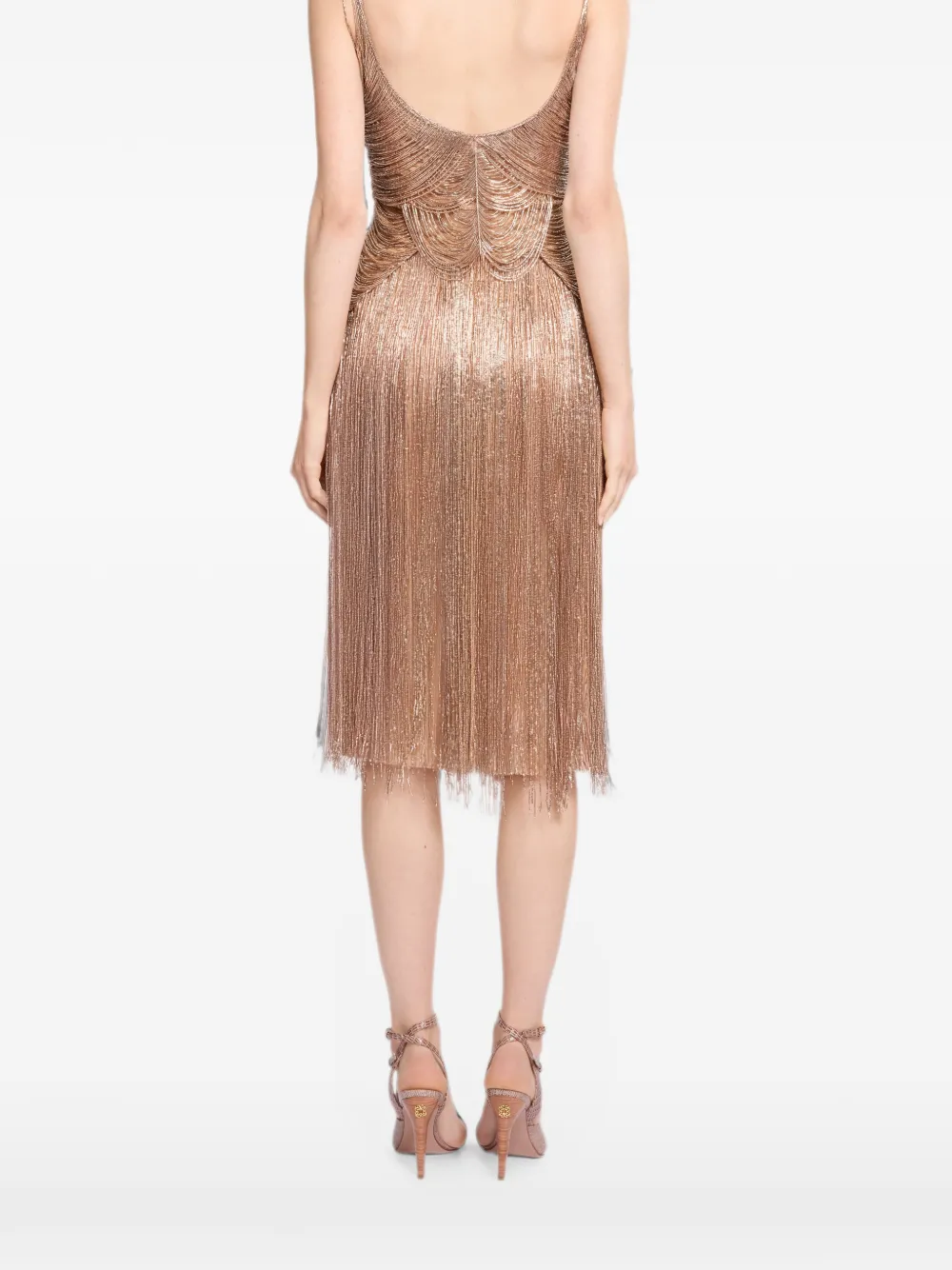 Elie Saab Midi-rok met borduurwerk en franje Goud