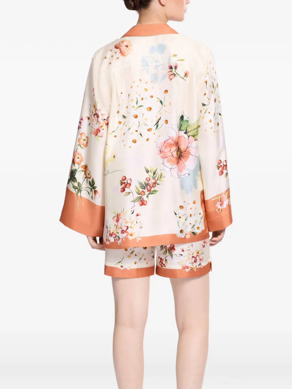 Elie Saab Zijden blouse met bloemenprint Beige