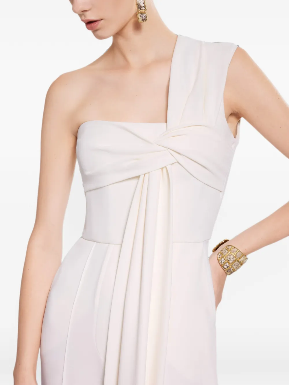 Elie Saab Cady asymmetrische gedrapeerde jumpsuit Wit