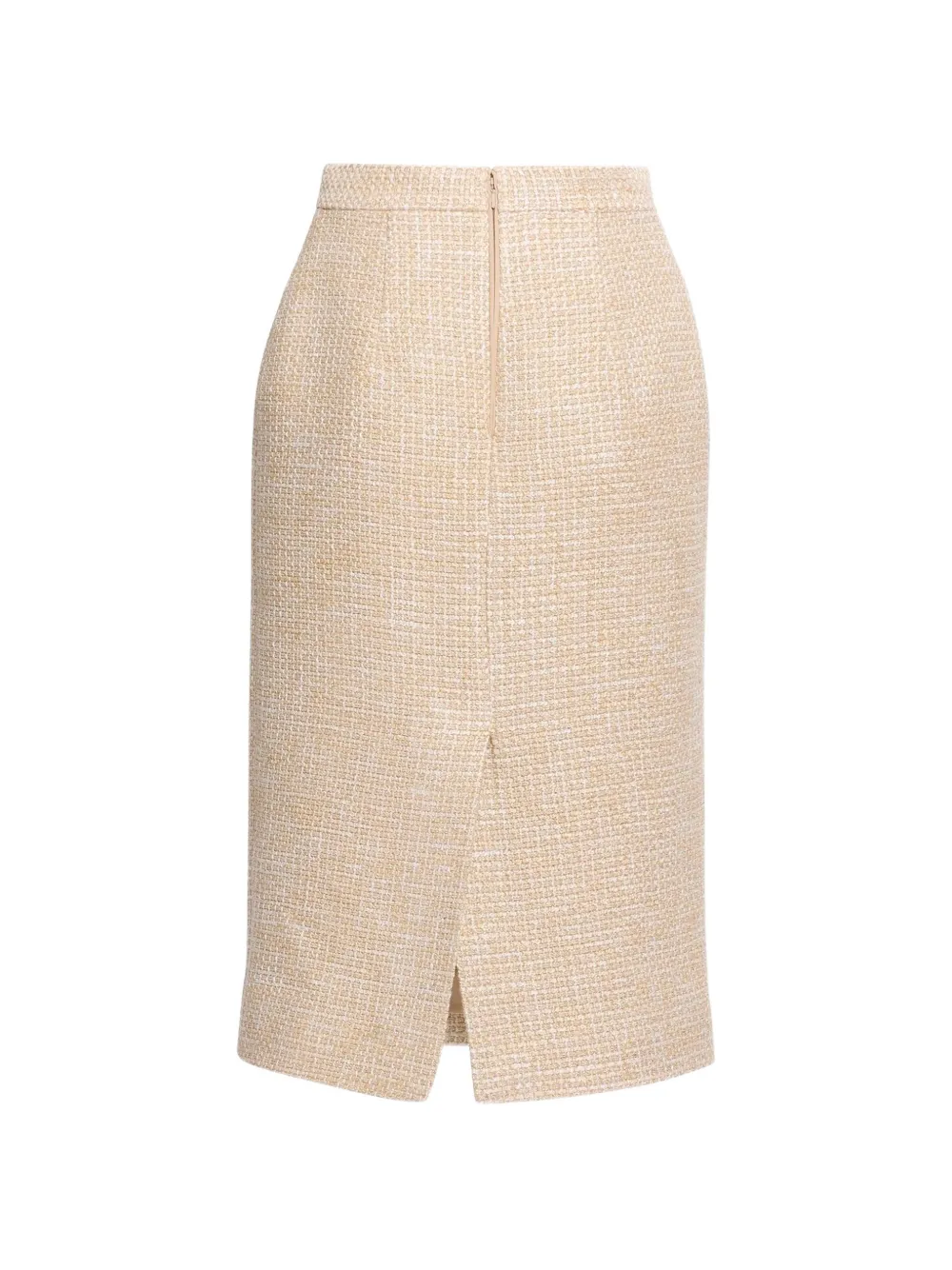 Elie Saab Tweed midi-rok met pythonprint Beige