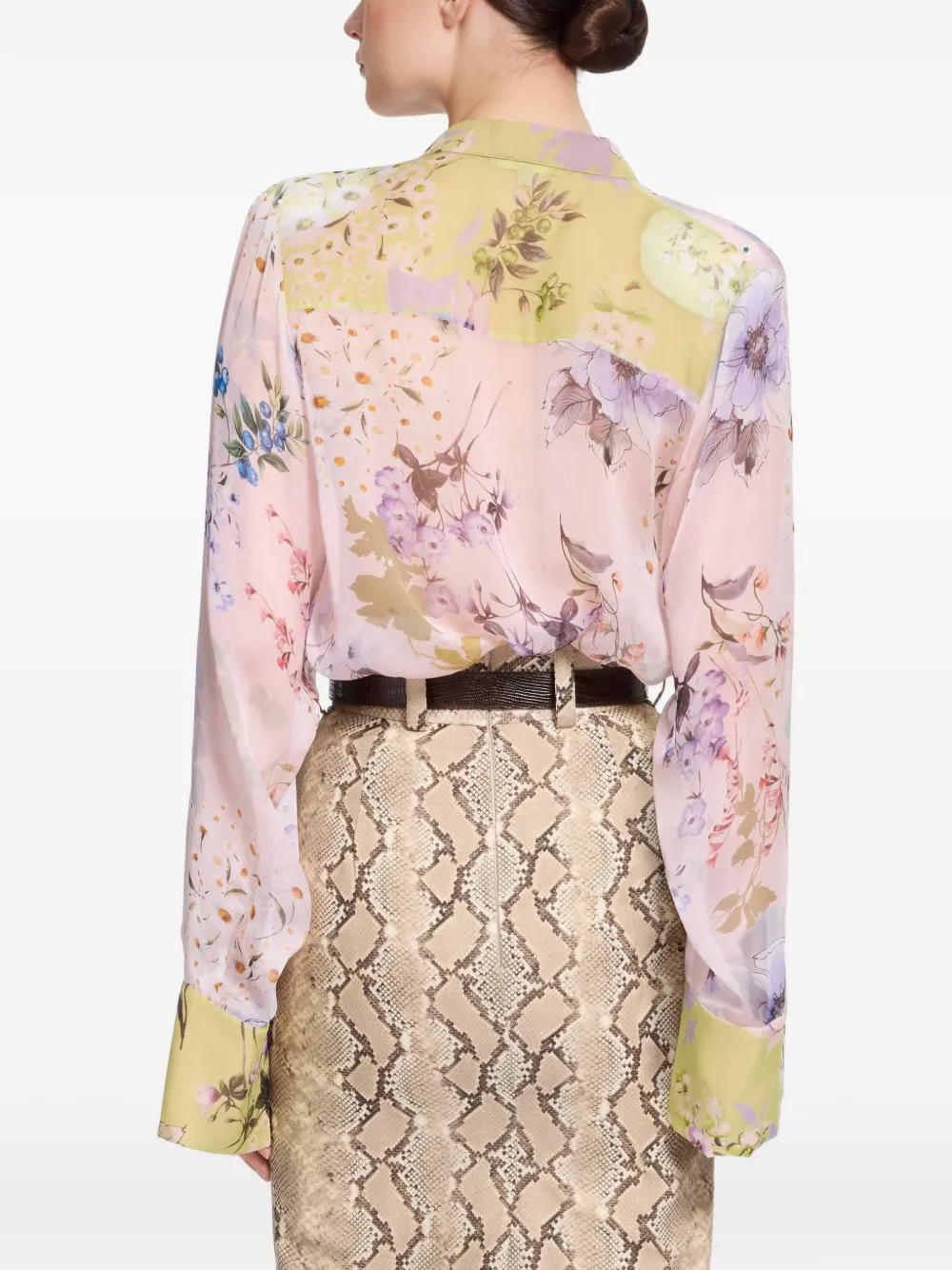 Elie Saab Zijden blouse met tuin-print Roze