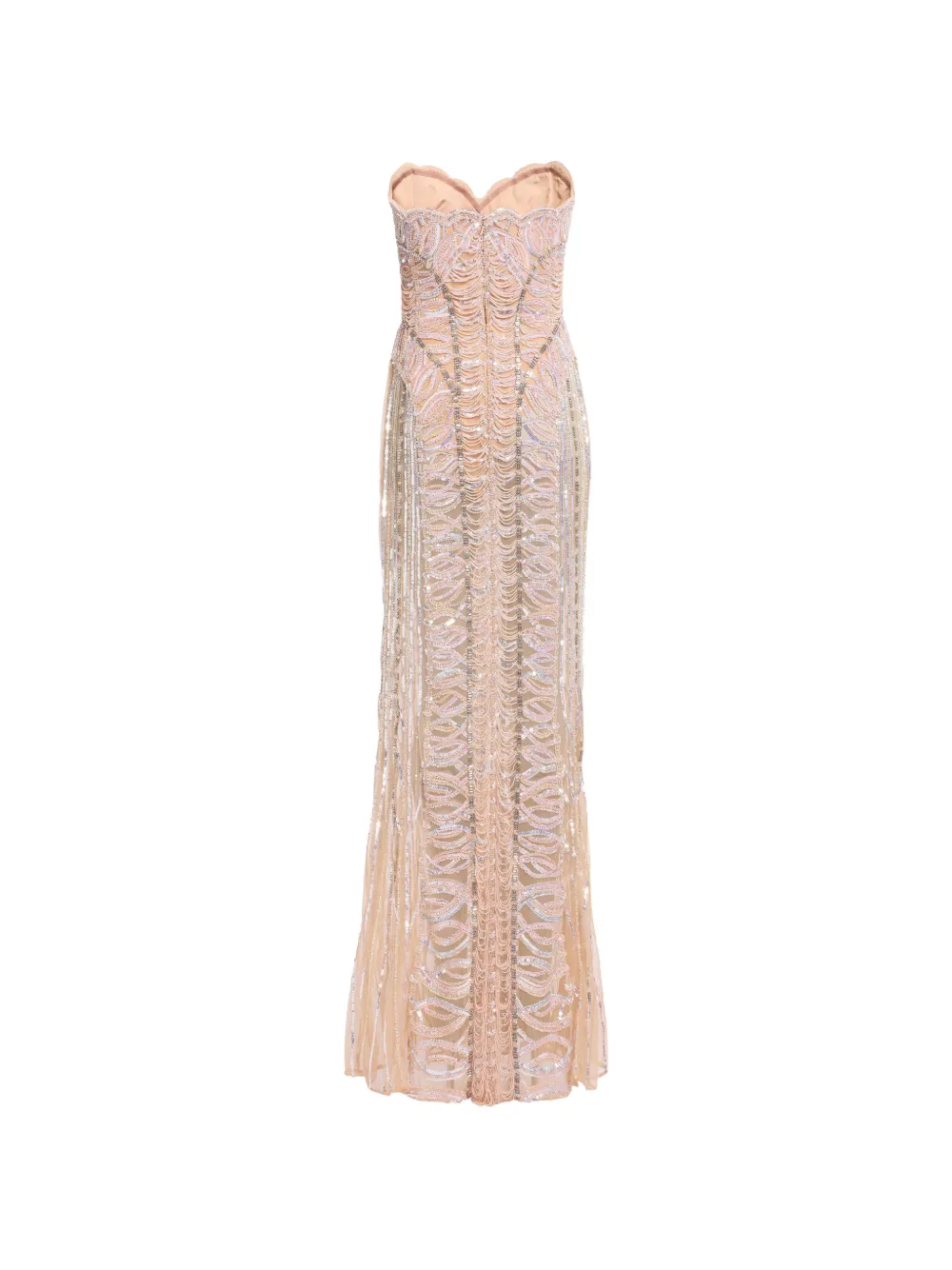 Elie Saab Strapless maxi-jurk met geborduurde kralen Beige