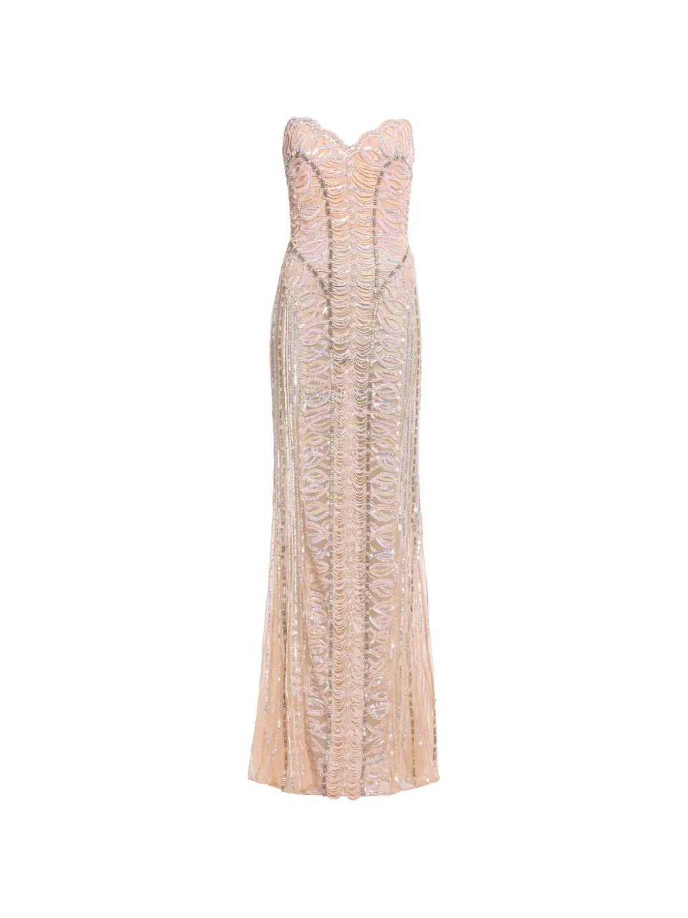 Elie Saab bead-embroidered strapless maxi dress - Neutrals