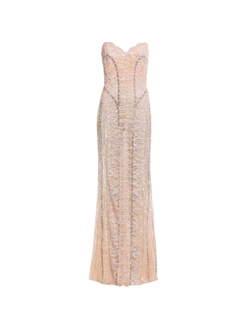 Elie Saab vestido largo con diseño strapless y mostacillas