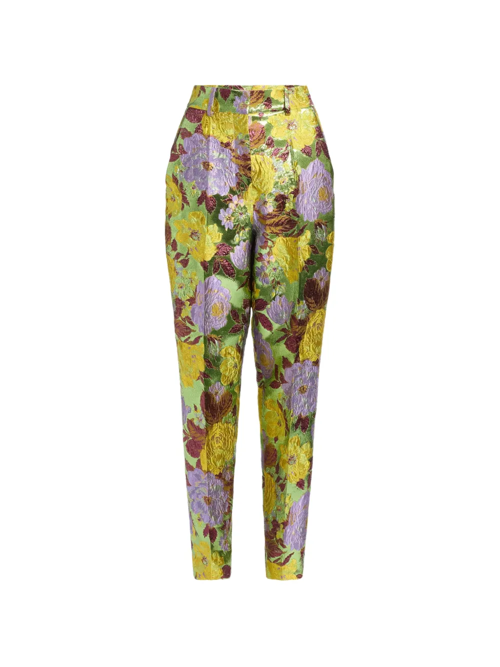 Elie Saab brocade floral-print trousers - Green