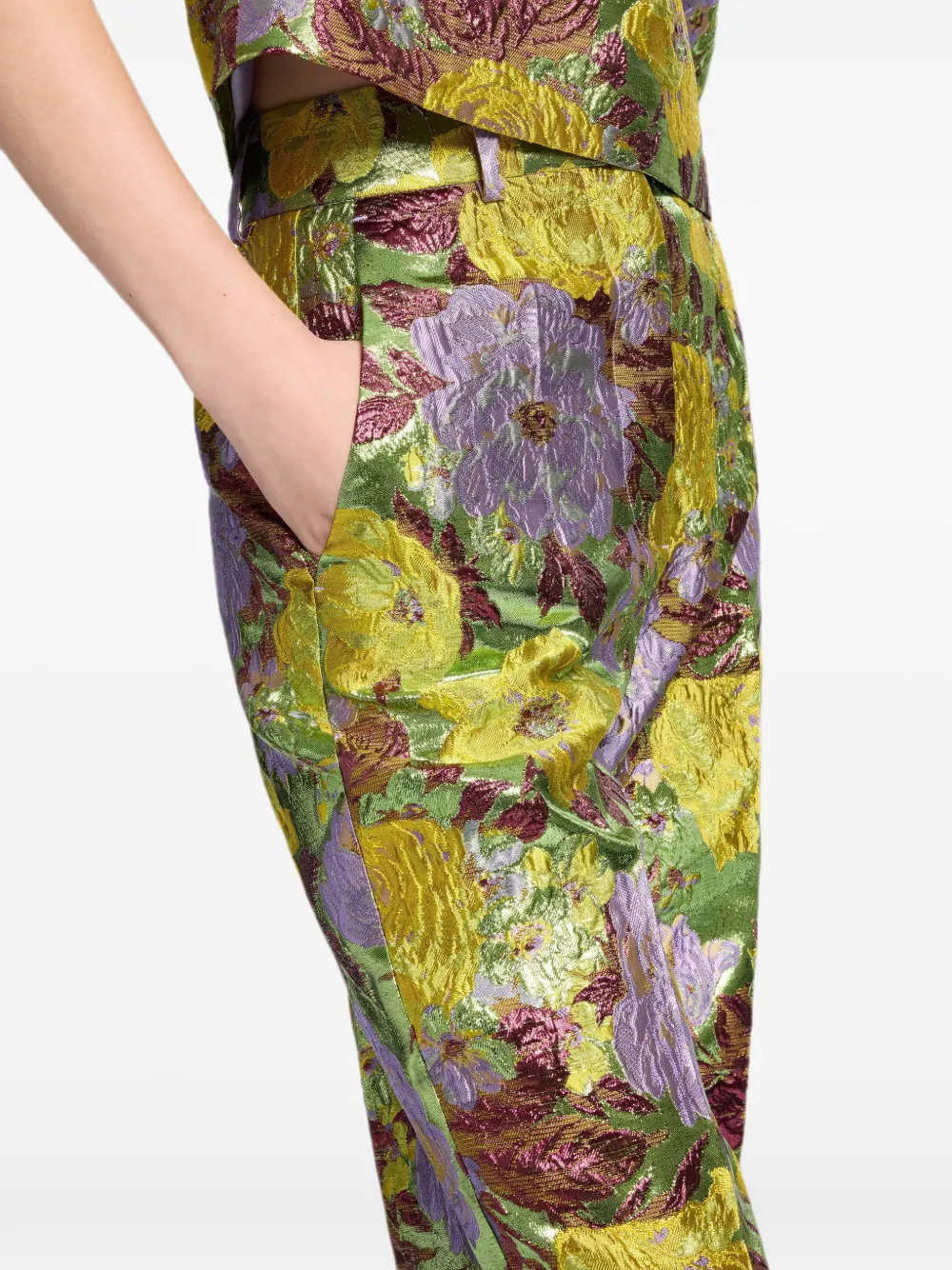 Elie Saab Broek met bloemen-print Groen
