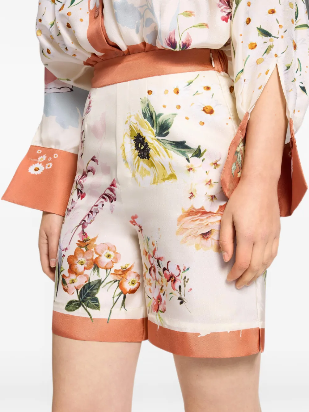 Elie Saab Floral-print Silk Shorts in Neutrals, view 4
