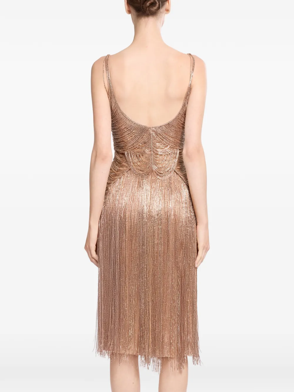 Elie Saab Top met geborduurde kralen en franje Goud